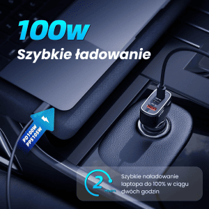 Ładowarka samochodowa super mocna 138w usb + 2x usb typ c, czarna