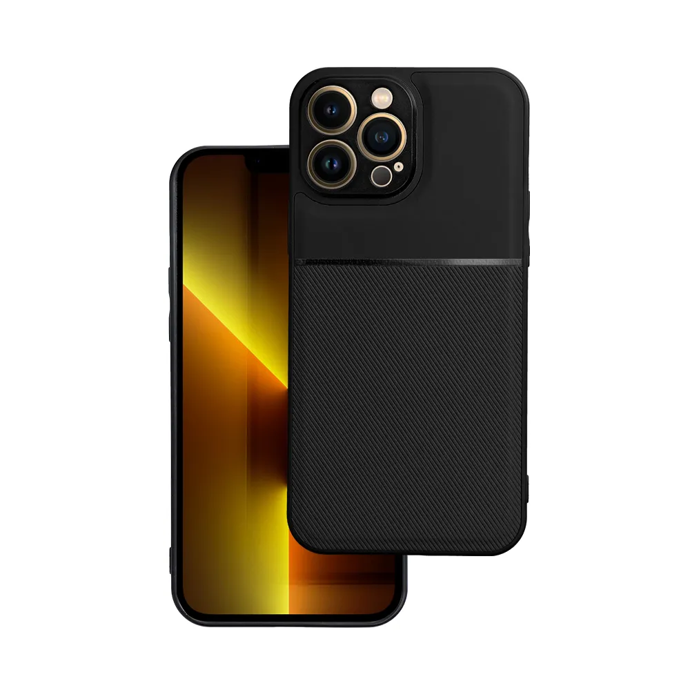Etui do iPhone 12 Pro biznesowe z karbonem, wytrzymałe, osłona na aparat, czarne
