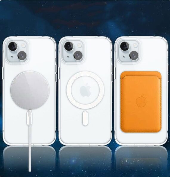 etui do iphone 15 clear case, twardy tył z magsafe, przeźroczyste