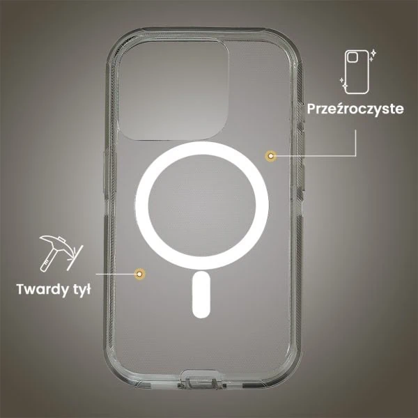 etui do iphone 15 pro crystal armor magsafe, anti drop pancerne 3w1, naturalny tytan