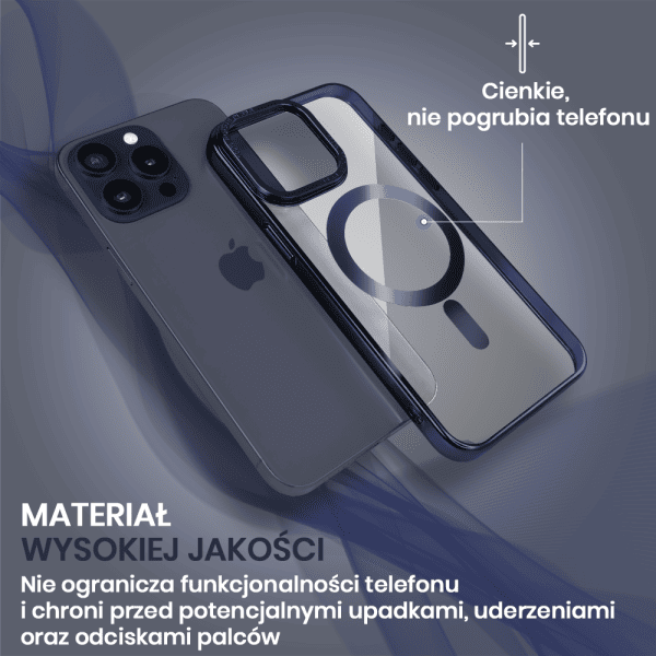 etui do iphone 15 pro max skin shield, cienkie, twardy tył, titanium finish, tytan błękitny