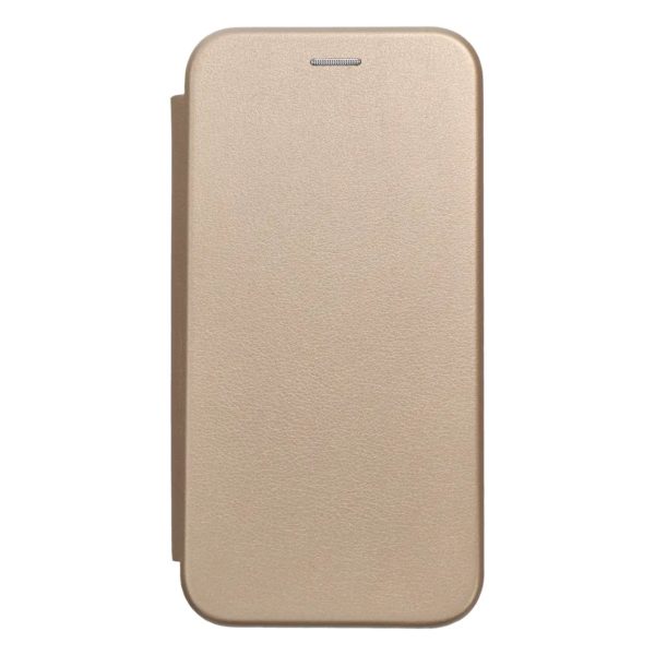 etui do iphone 15 pro max klasyczne z magnetyczną klapką, złote