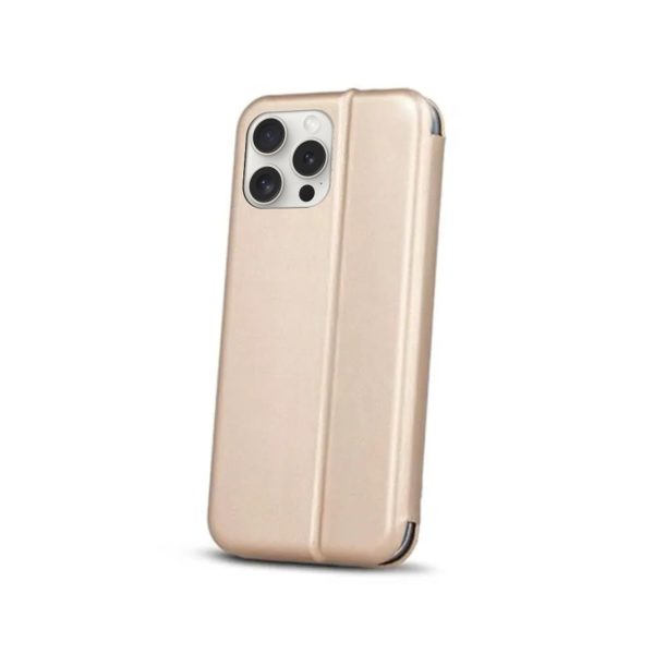 etui do iphone 15 pro max klasyczne z magnetyczną klapką, złote