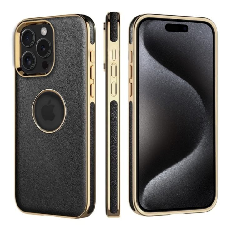 etui do iphone 15 pro slim leather protect z widocznym logo, czarne
