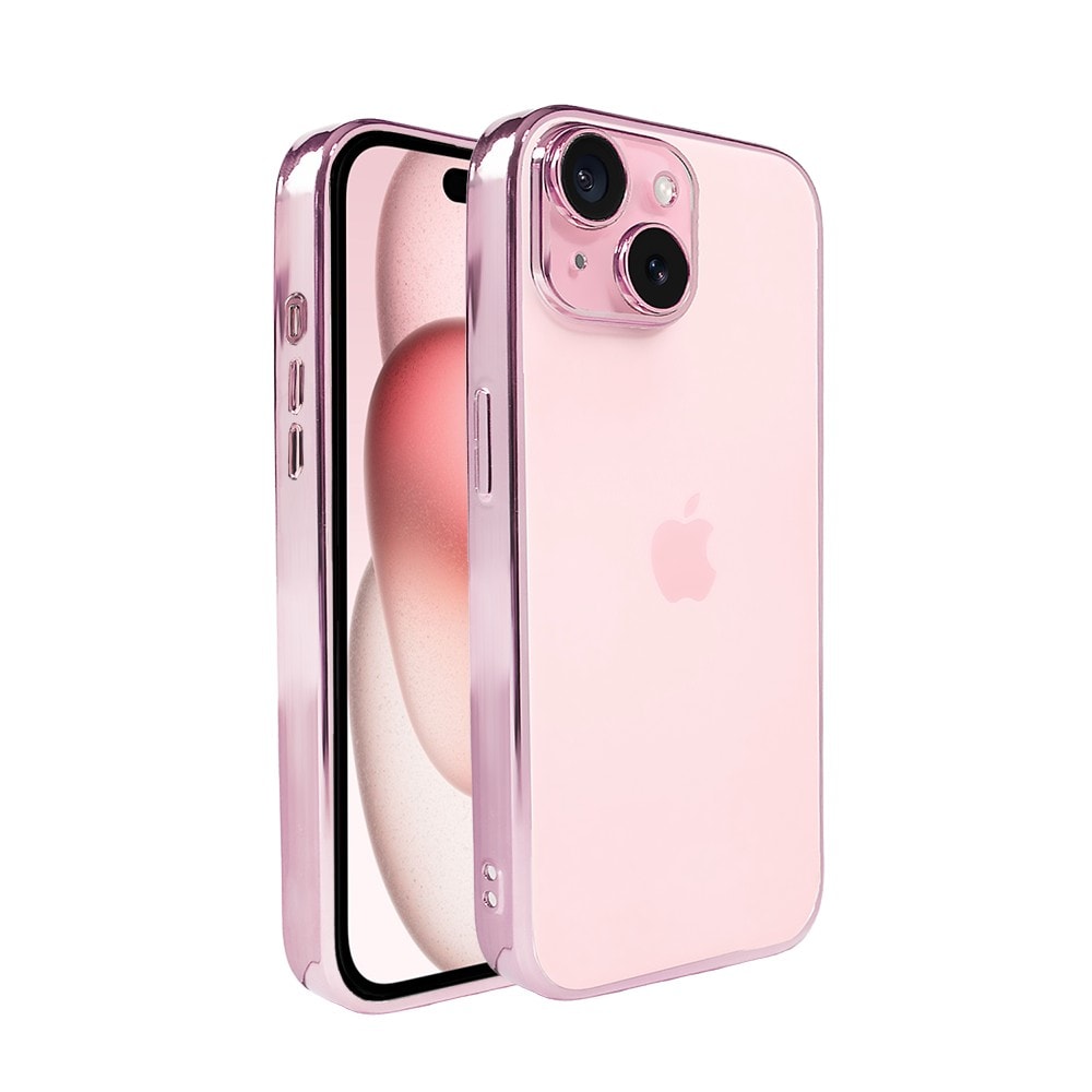 etui do iphone 15 slim pink z osłoną kamery, zimny róż