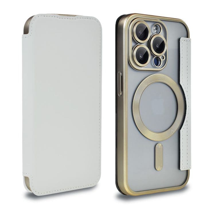 etui iphone 15 pro typu książka book magsafe lens protect, z klapką, głęboka purpura (kopia)