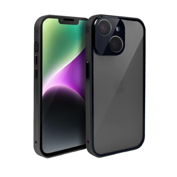 obudowa do iphone 14 plus pancerna szyba i aluminium 360° przód + tył magnetyczna, z osłoną aparatu, czarna