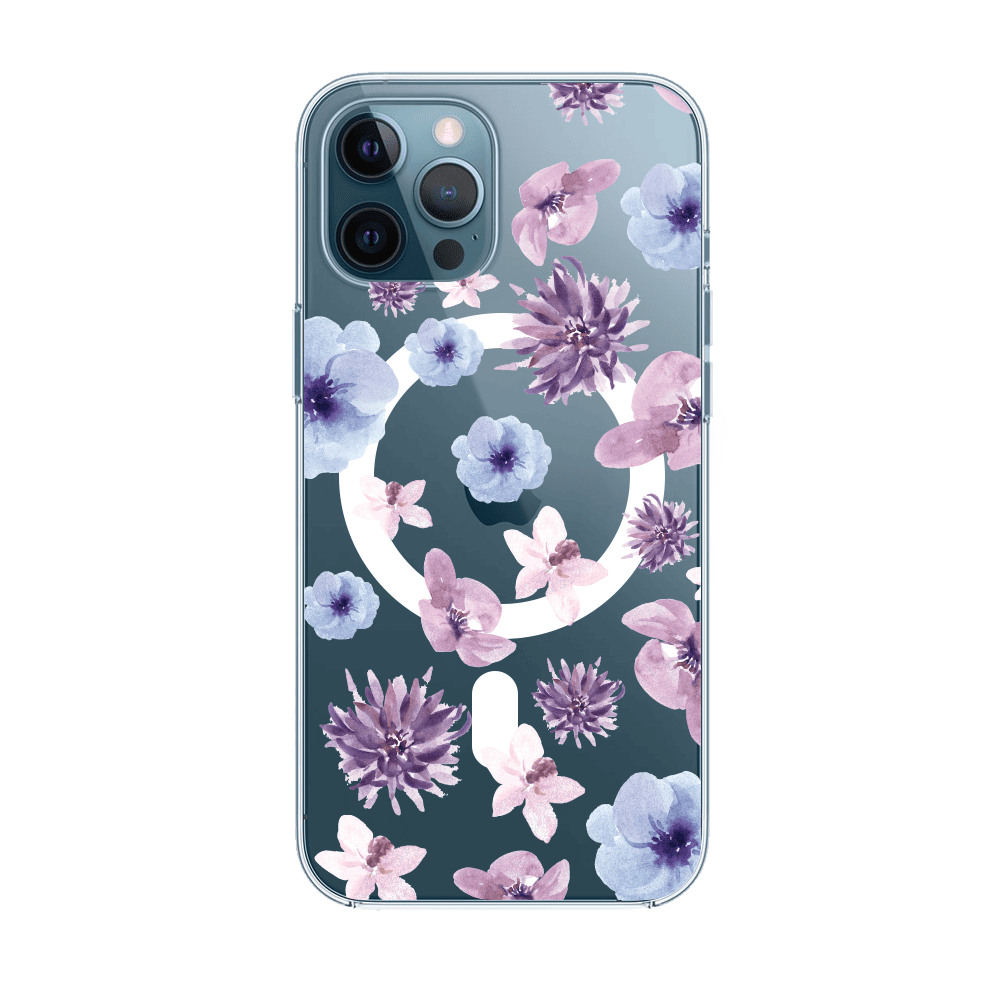 Etui do iPhone 12 Pro, kwiatki akwarelowe z MagSafe