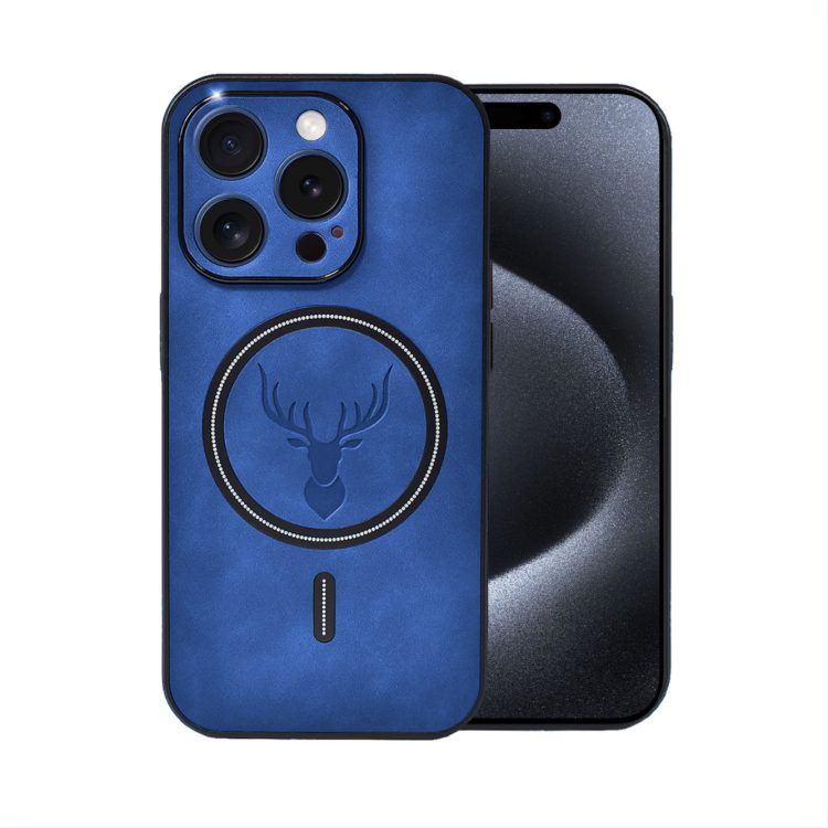 etui do iphone 15 pro alcantara magsafe cover, przyjemne w dotyku, niebieskie