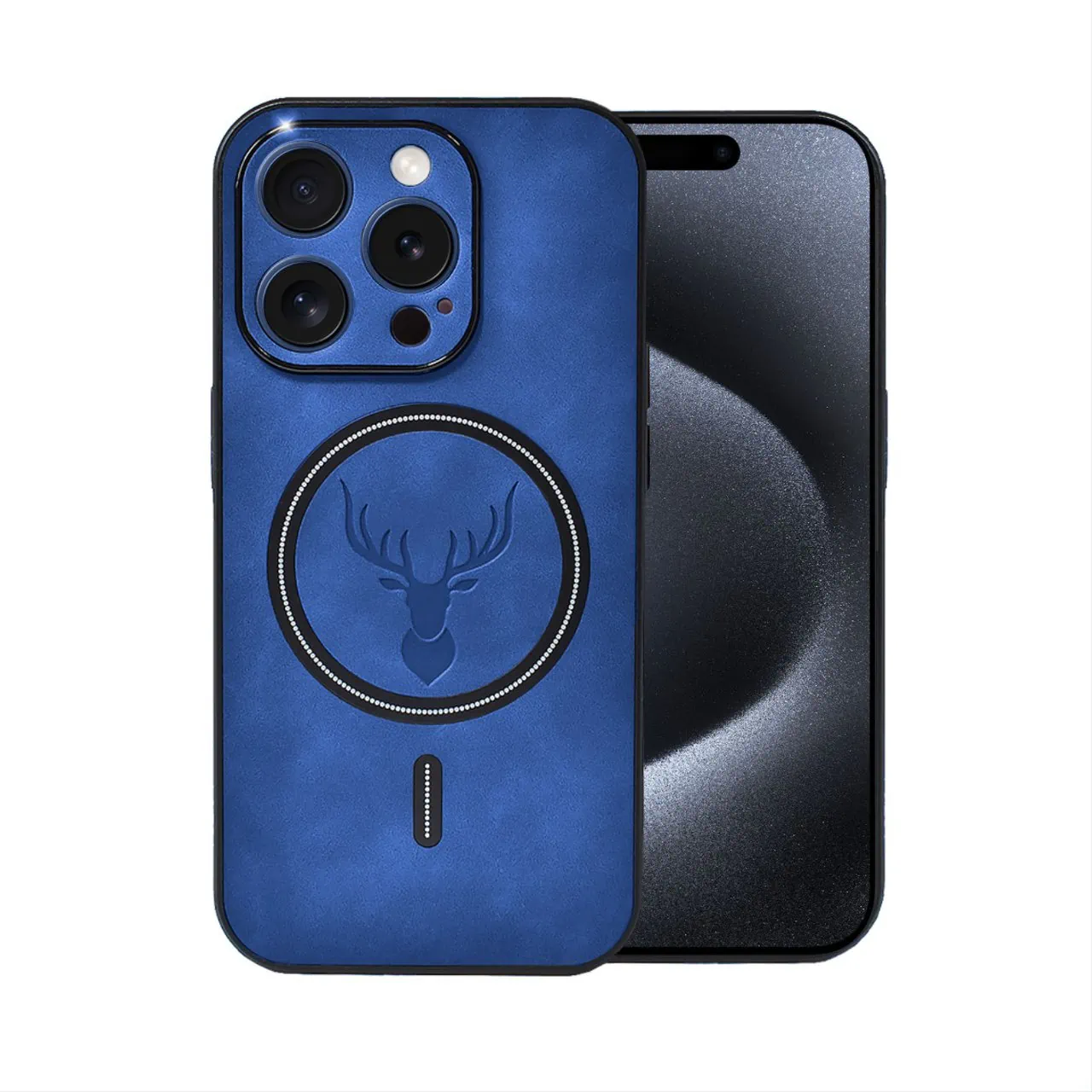 Etui do iPhone 15 Pro Alcantara Magsafe Cover, przyjemne w dotyku, niebieskie