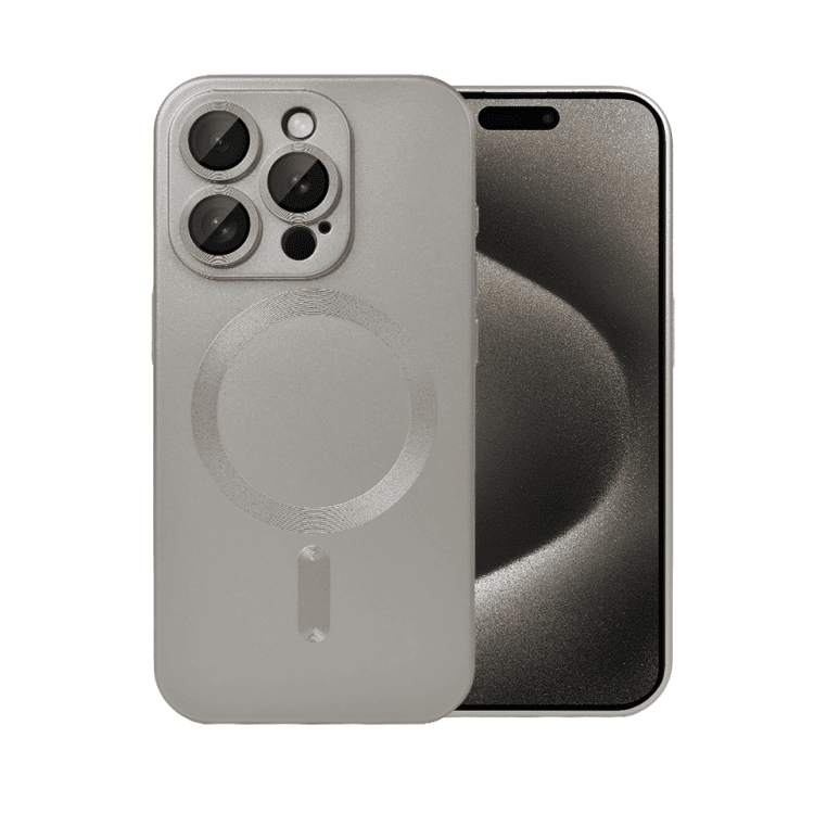 etui do iphone 15 pro z magsafe, cienkie, metaliczne, z osłoną aparatu, stalowe