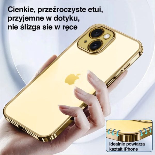 etui do iphone 15 gold edition przeźroczyste sulada oryginal, złote