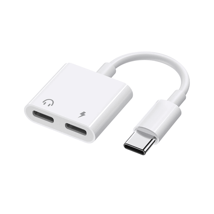 adapter hf/audio + ładowanie typ c do typ c, biały