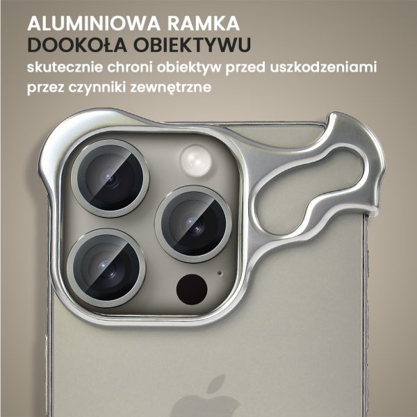 bumper do iphone 15 pro max, bumper set, metalowa osłona rogów oraz aparatu, tytanowe