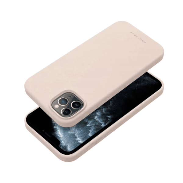 etui do iphone 11 pro silikonowe z mikrofibrą soft touch, różowe