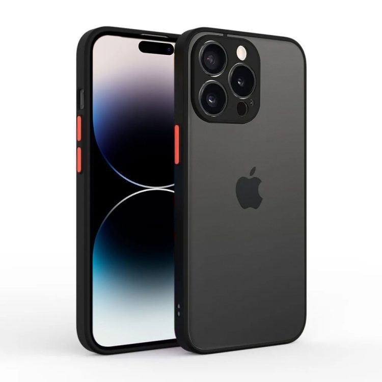etui do iphone 14 półprzeźroczyste matowe z ochroną aparatu, czarne (outlet)
