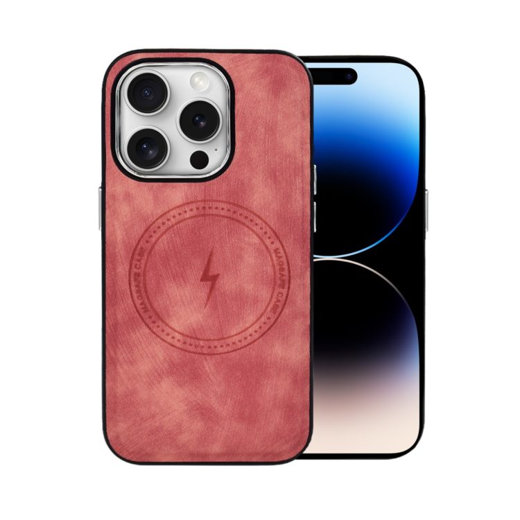 etui do iphone 14 pro max magsafe business leather, eleganckie, przyjemne w dotyku, koralowe