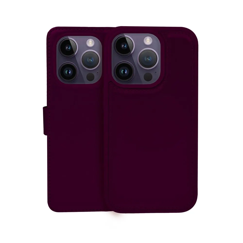 Etui do iPhone 14 Pro 3w1 Magsafe Double Book, zestaw etui oraz kabura z podstawką, purpurowe