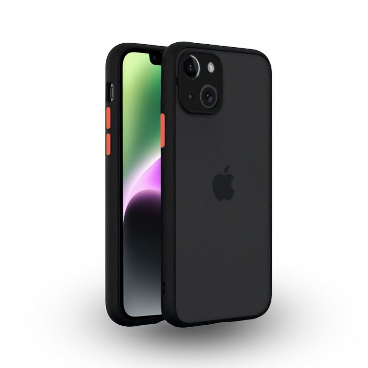 etui do iphone 14 półprzeźroczyste matowe z ochroną aparatu, czarne (outlet)