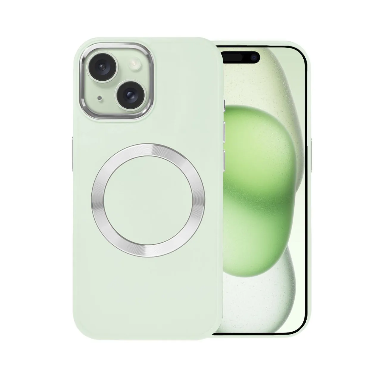 Etui do iPhone 15 Noble MagSafe Color, silikonowe, krem pistacjowy