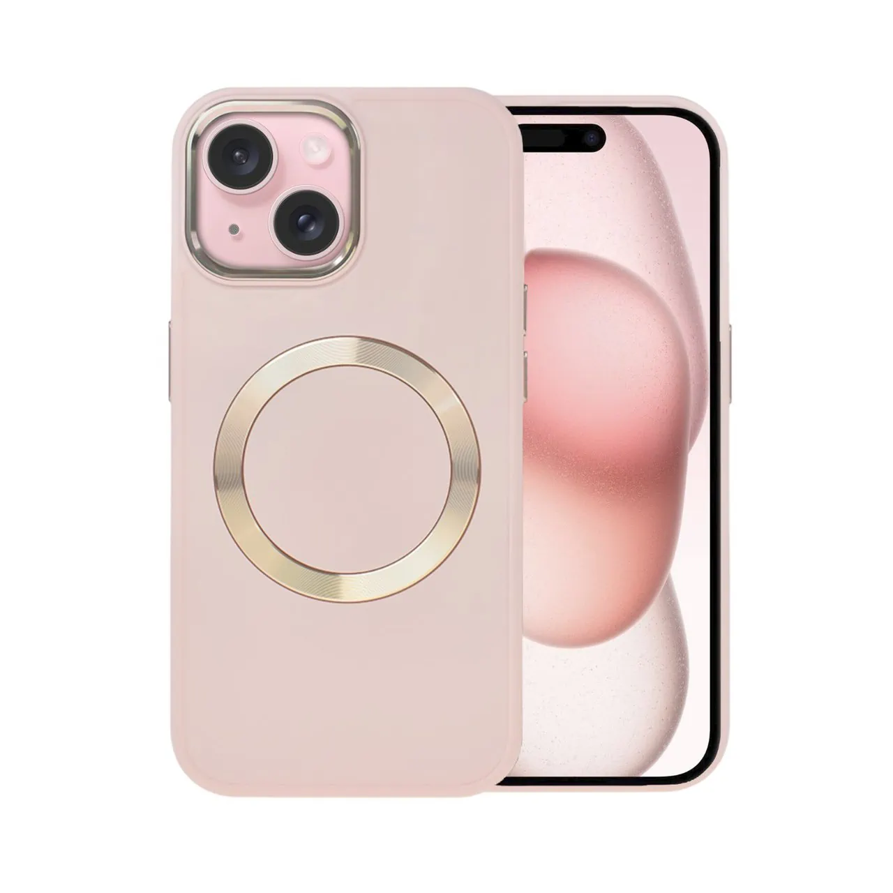 etui do iphone 15 noble magsafe color, silikonowe, różowe