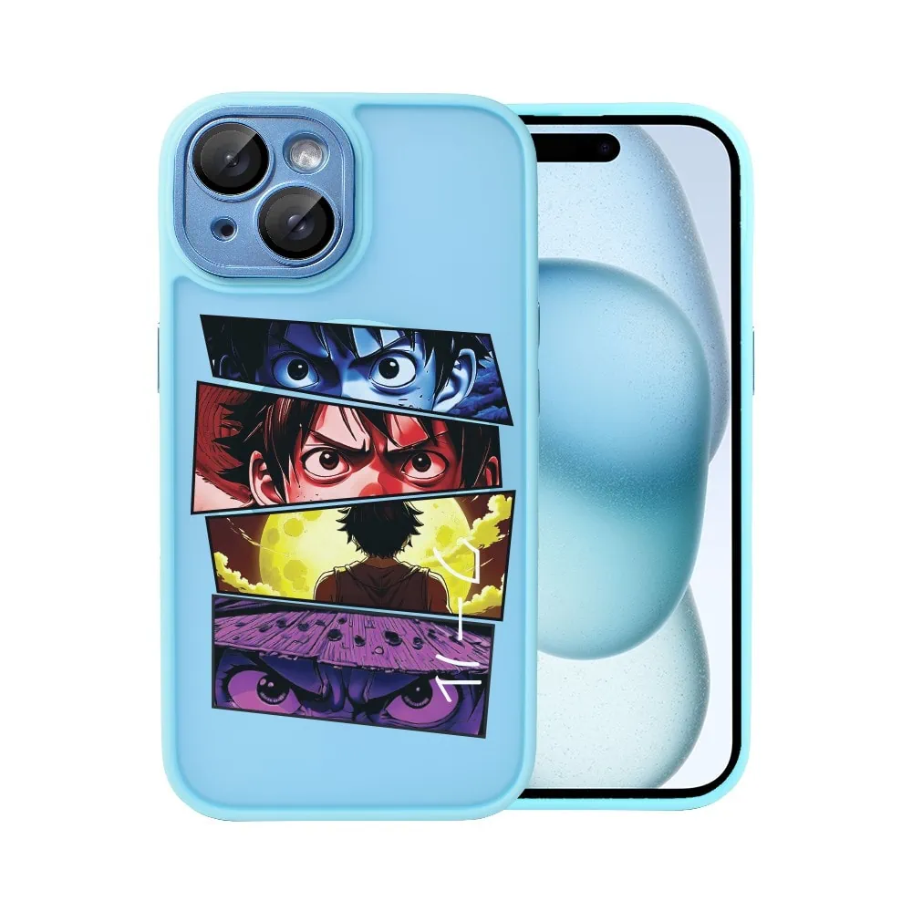 Etui do iPhone 15 Color Flush z Magsafe, z osłoną aparatu, z nadrukiem anime, niebieskie