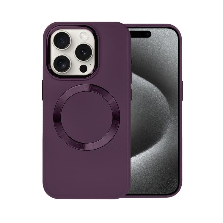 etui do iphone 15 pro max noble magsafe color, silikonowe, śliwkowa czerwień