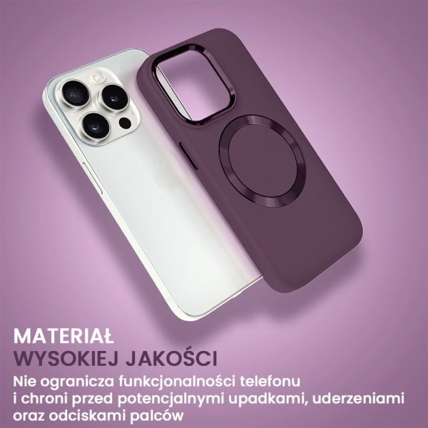 etui do iphone 15 pro max noble magsafe color, silikonowe, śliwkowa czerwień