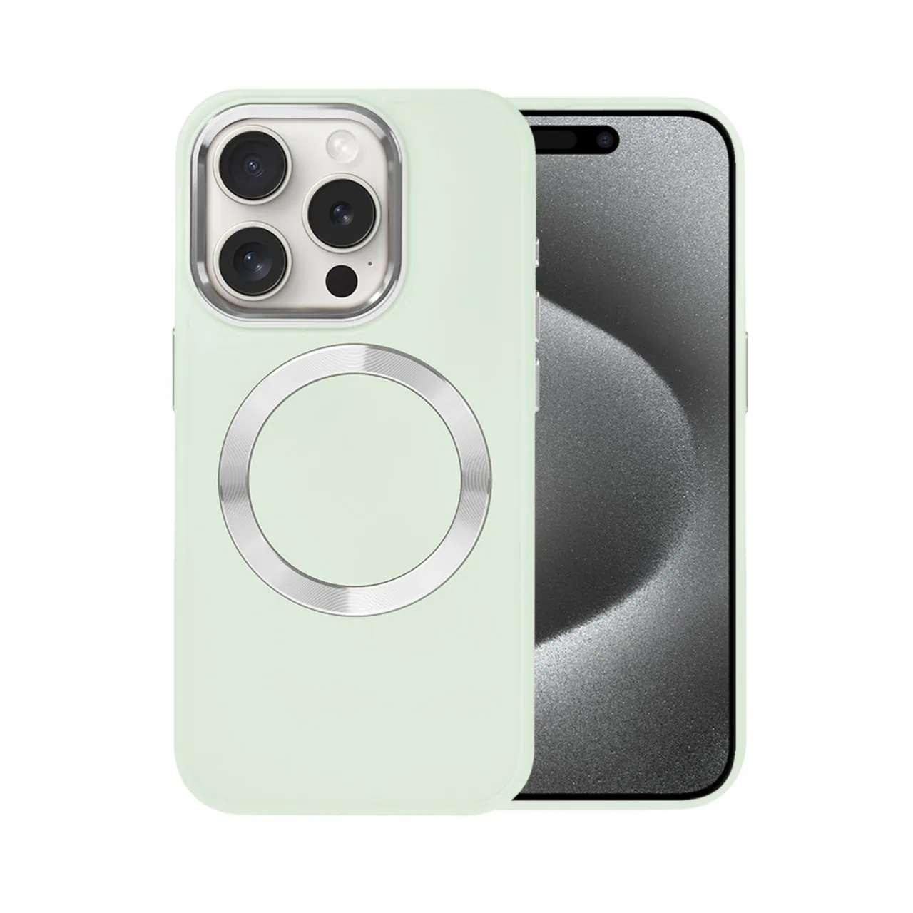 Etui do iPhone 15 Pro Max Noble MagSafe Color, silikonowe, krem pistacjowy