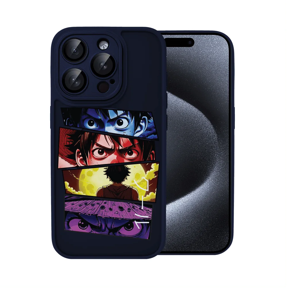 Etui do iPhone 15 Pro Color Flush z Magsafe, z osłoną aparatu, z nadrukiem anime, granatowe