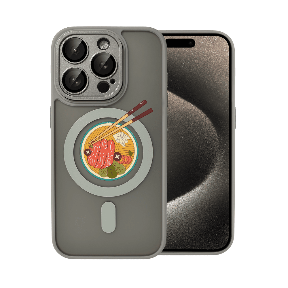 Etui do iPhone 15 Pro Max Color Flush z Magsafe, z osłoną aparatu, z nadrukiem “ramen”, tytanowe