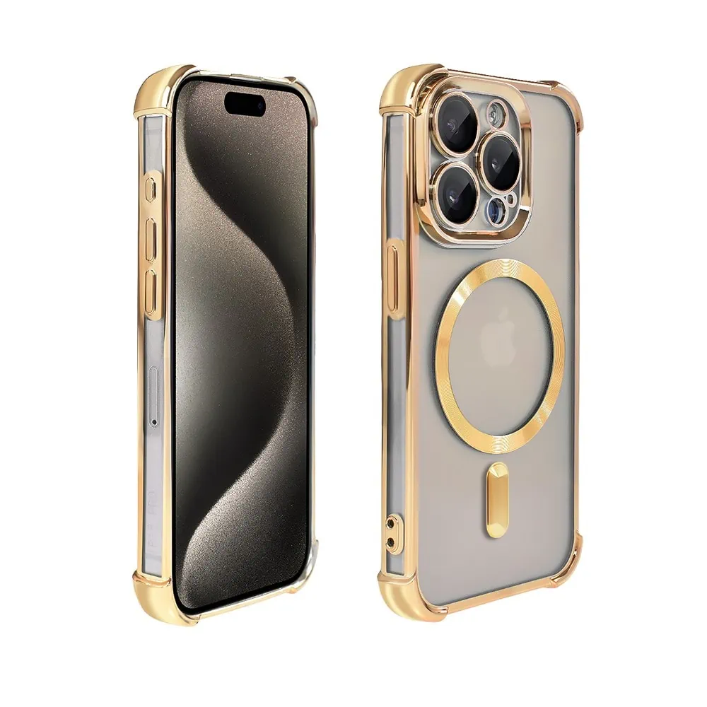 Etui do iPhone 15 Pro Magsafe Luxury Anti-Shock Lens Protect, złote