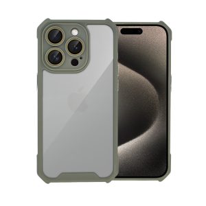 Etui do iphone 15 pro max pancerne anti shock, z osłoną aparatu, szare tytanowe