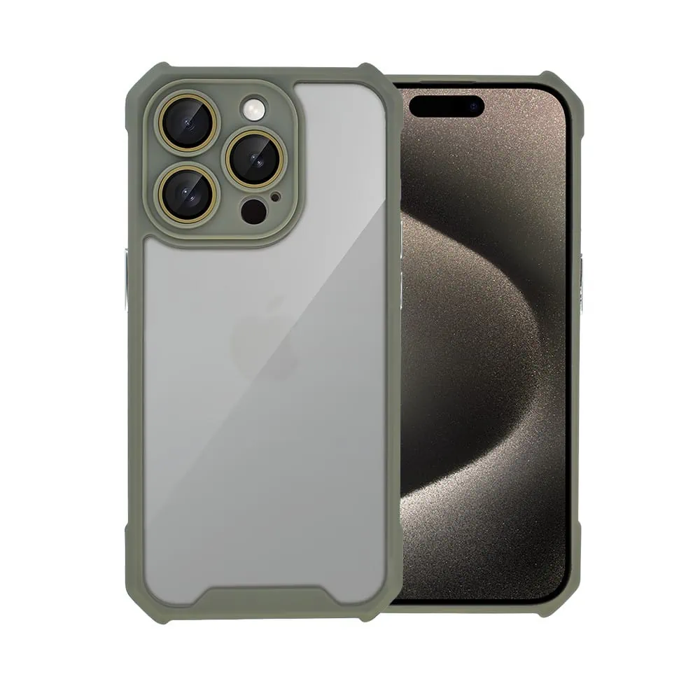 Etui do iPhone 15 Pro Max Pancerne Anti-Shock, z osłoną aparatu, szare tytanowe