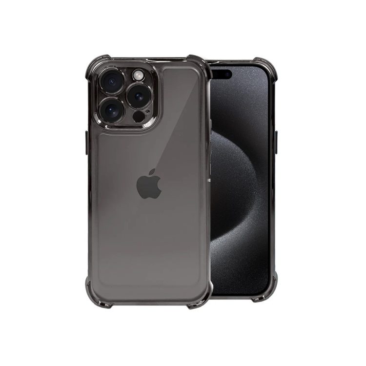 etui do iphone 15 pro hybrid elegance anti shock z osłoną na aparat i poduszkami, czarne