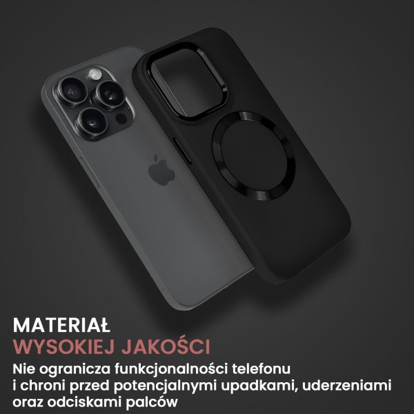 etui do iphone 15 pro max noble magsafe color, silikonowe, czarne