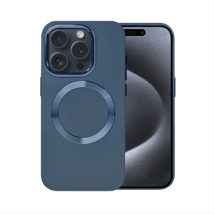 etui do iphone 15 pro max noble magsafe color, silikonowe, granatowe