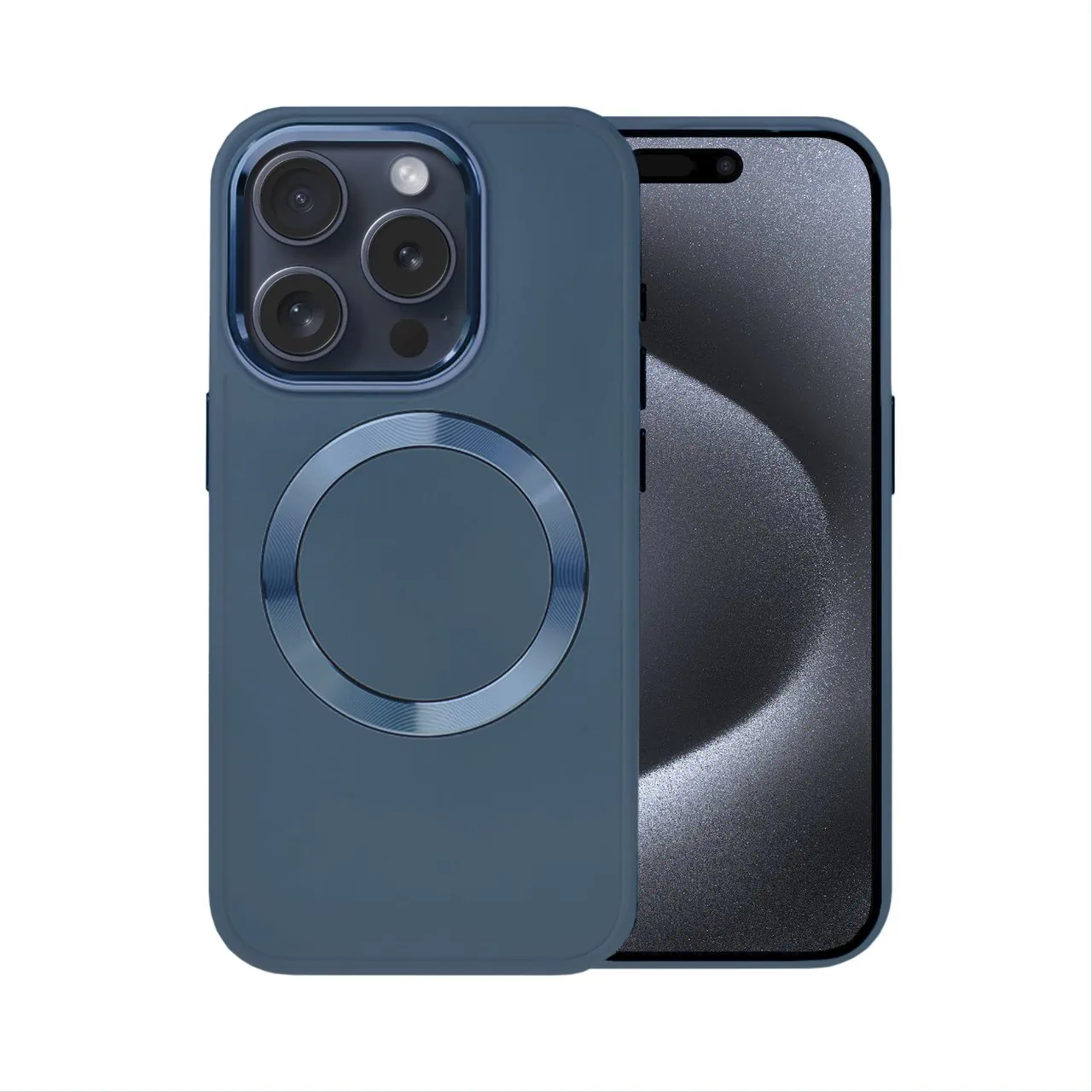 Etui do iPhone 15 Pro Noble MagSafe Color, silikonowe, granatowe