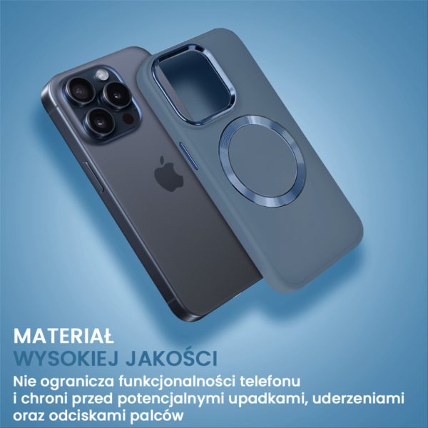 etui do iphone 15 pro max noble magsafe color, silikonowe, granatowe