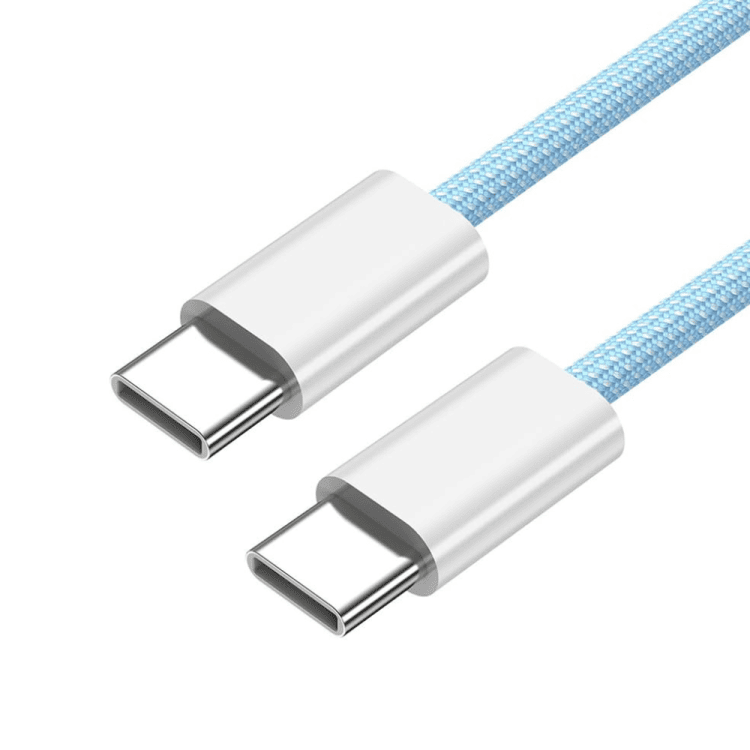 kabel 2x typ c pd 60w, do iphone 15 (wszystkie modele) i tableta/laptopa, 1 metr, niebieski