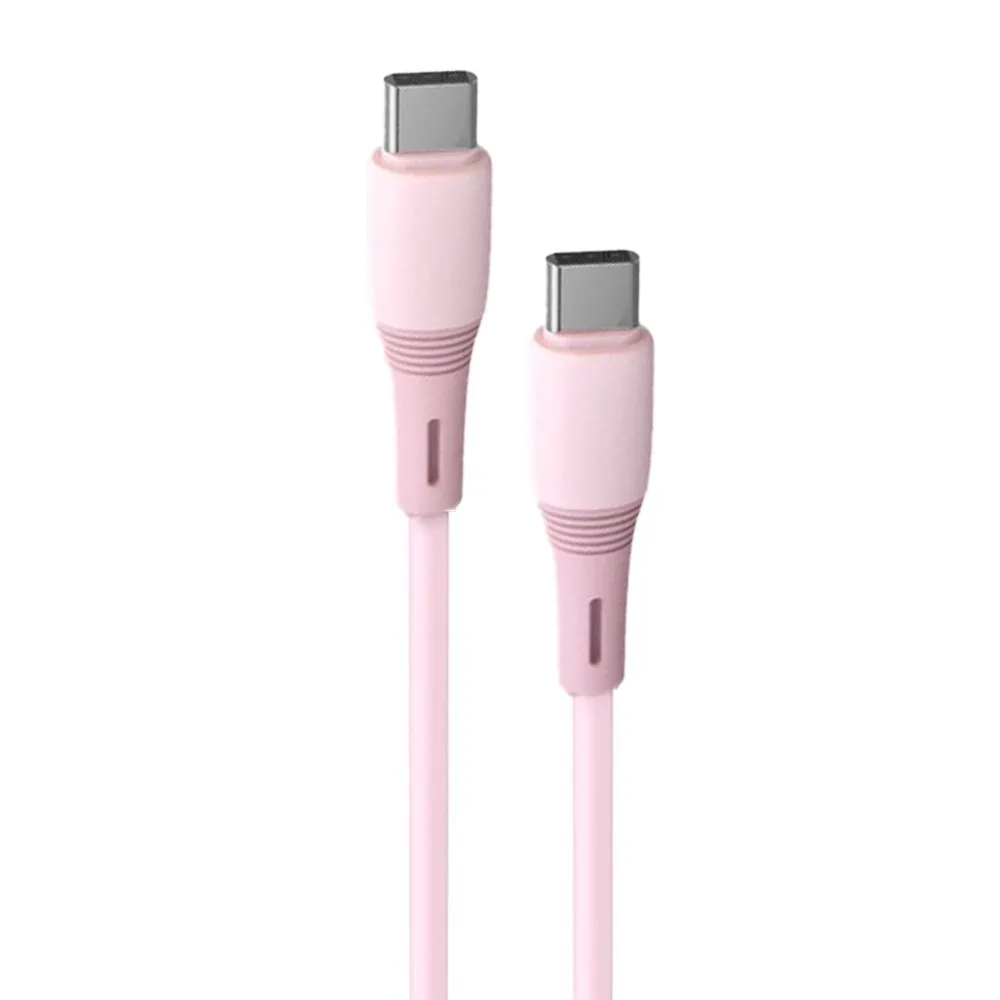 kabel 2xusb typ c do iphone 15, tableta, laptopa, pd60w, szybkie ładowanie, 1 metr, różowy
