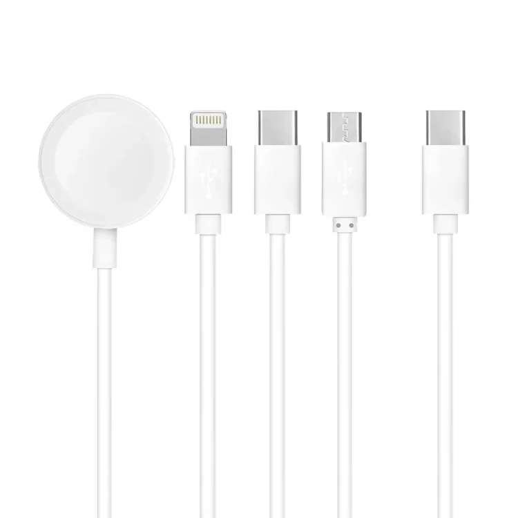 Ładowarka usb typ c 4w1 lightning, micro usb, lightning, apple watch, 1.2 metra, biały
