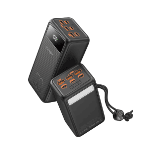 power bank power tank 50000 mah 3x usb, lightning, usb typ c, micro usb, pd 22.5w, czarny