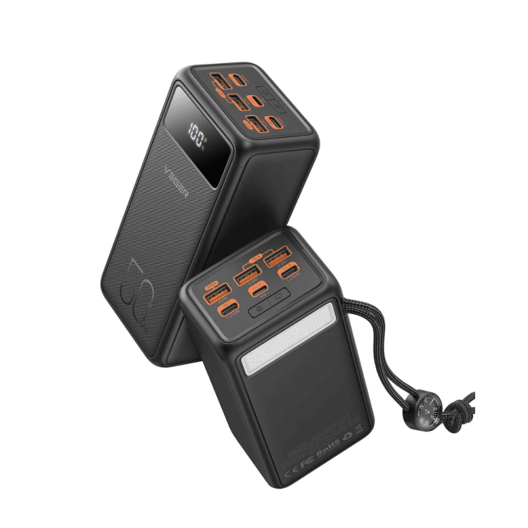 power bank power tank 50000 mah 3x usb, lightning, usb typ c, micro usb, pd 22.5w, czarny