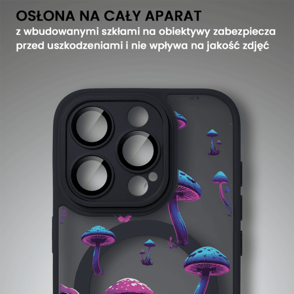 etui do iphone iphone 15 pro color flush z magsafe, z osłoną aparatu, z nadrukiem magiczne grzybki, czarne