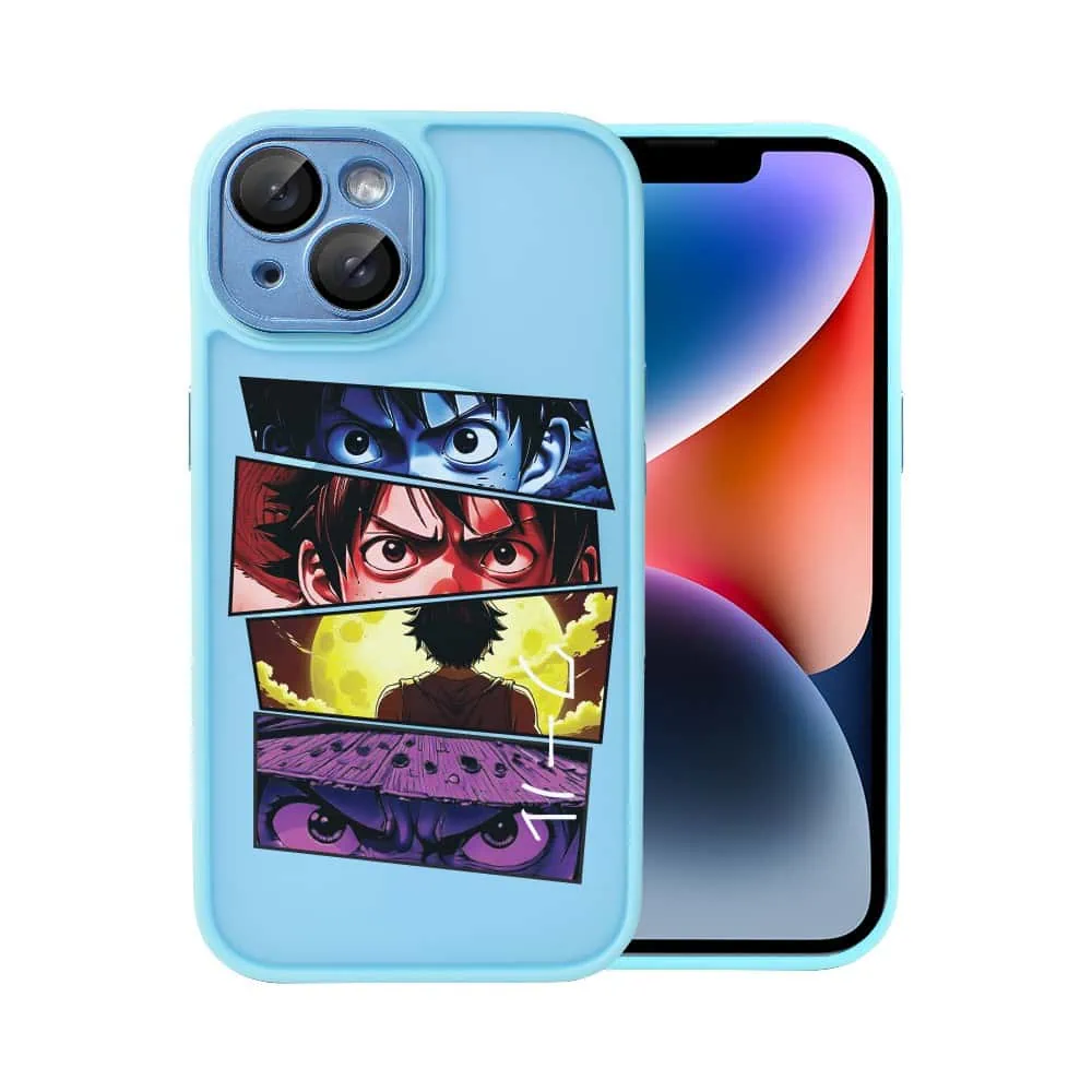 Etui do iPhone 14 Color Flush z Magsafe, z osłoną aparatu, z nadrukiem anime, niebieskie