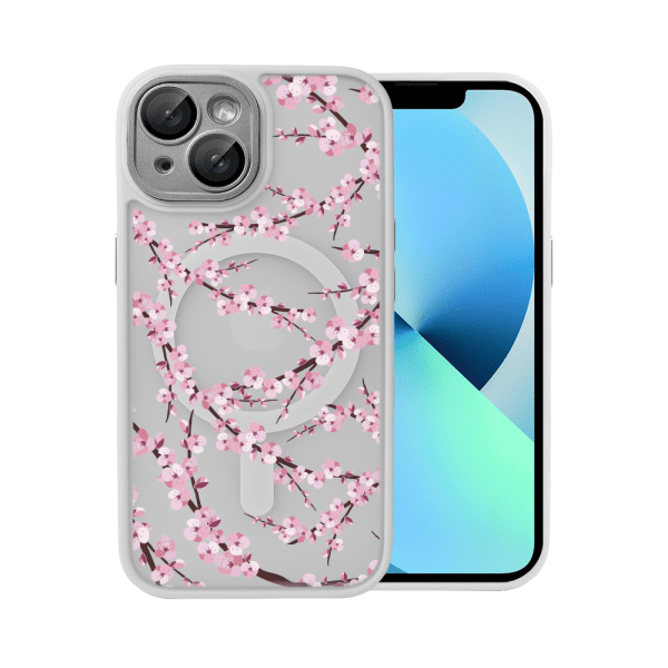 etui do iphone 13, color flush z magsafe, z osłoną aparatu, z nadrukiem sakura, kwiat wiśni, t