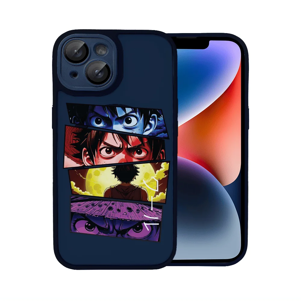 Etui do iPhone 14 Color Flush z Magsafe, z osłoną aparatu, z nadrukiem anime, granatowe
