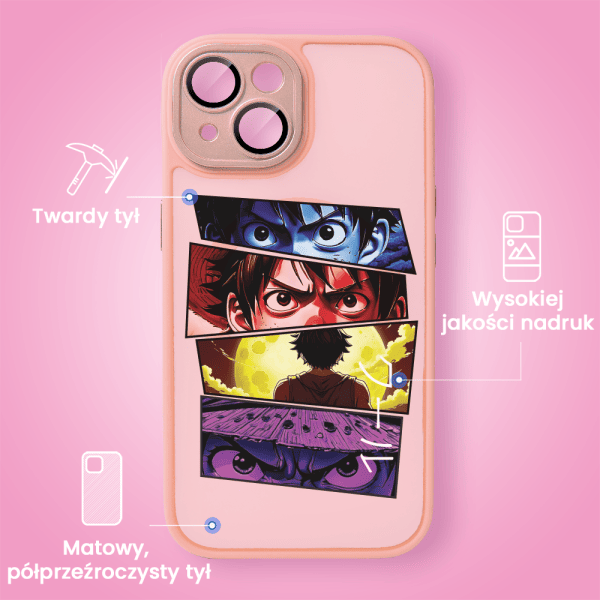 etui do iphone 14 color flush z magsafe, z osłoną aparatu, z nadrukiem anime, różowe