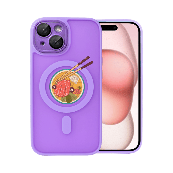 etui do iphone 15 color flush z magsafe, z osłoną aparatu, z nadrukiem “ramen”, fioletowe